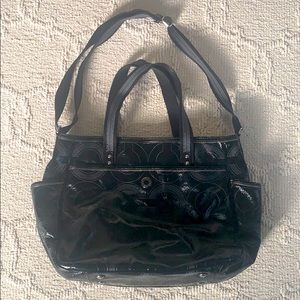 Coach Signature Black Patent Diaper/Laptop Bag